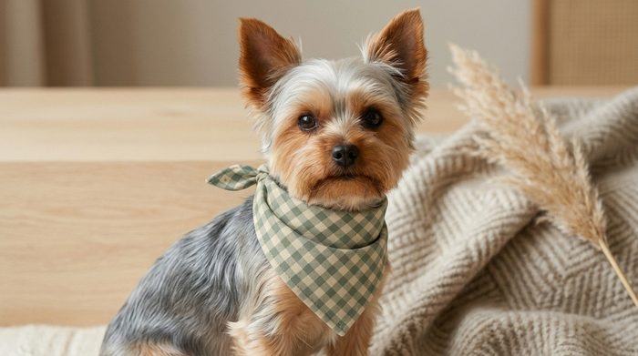 Bandana Gingham Havre – Fluffy yorkie lifestyle