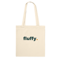 Natur-bomulds tote med fluffy.-logo i petrolgrøn
