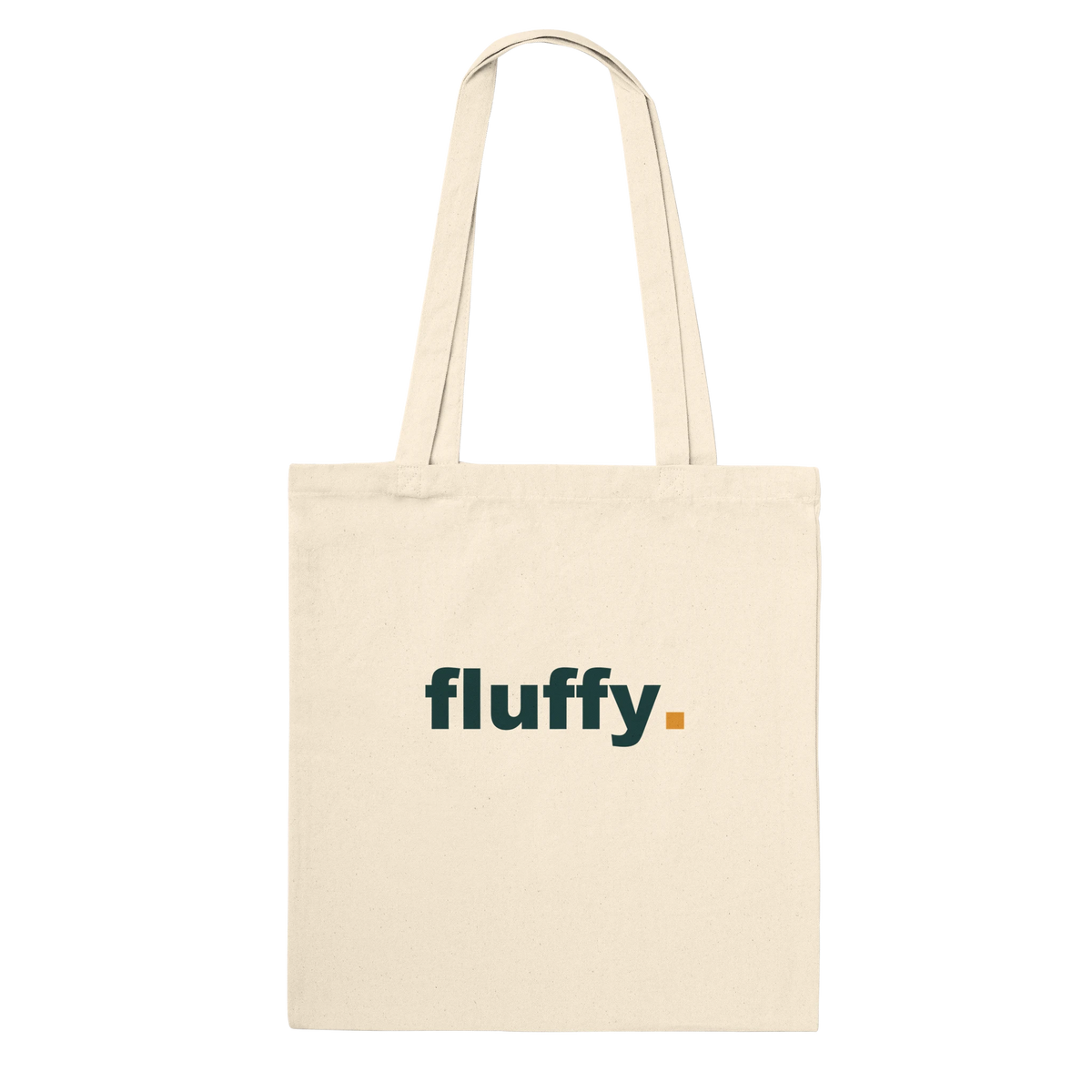 Natur-bomulds tote med fluffy.-logo i petrolgrøn