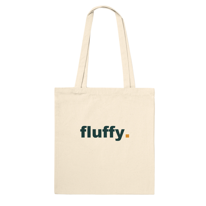 Natur-bomulds tote med fluffy.-logo i petrolgrøn