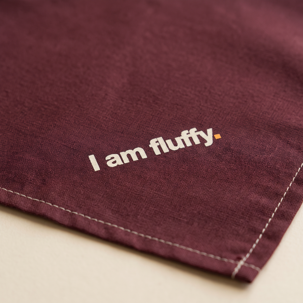 I am fluffy bandana, tæt på stof og mærke