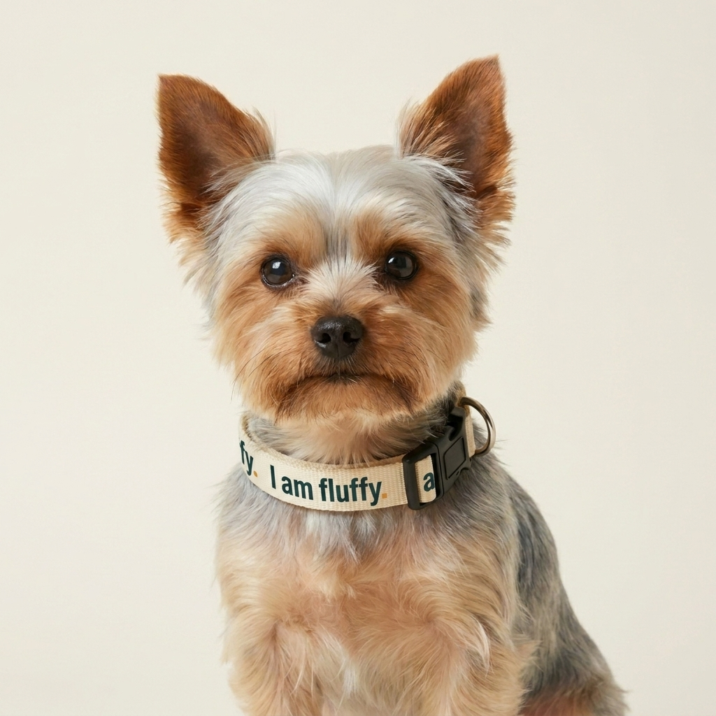 I am fluffy halsbånd, petrol på creme på hund