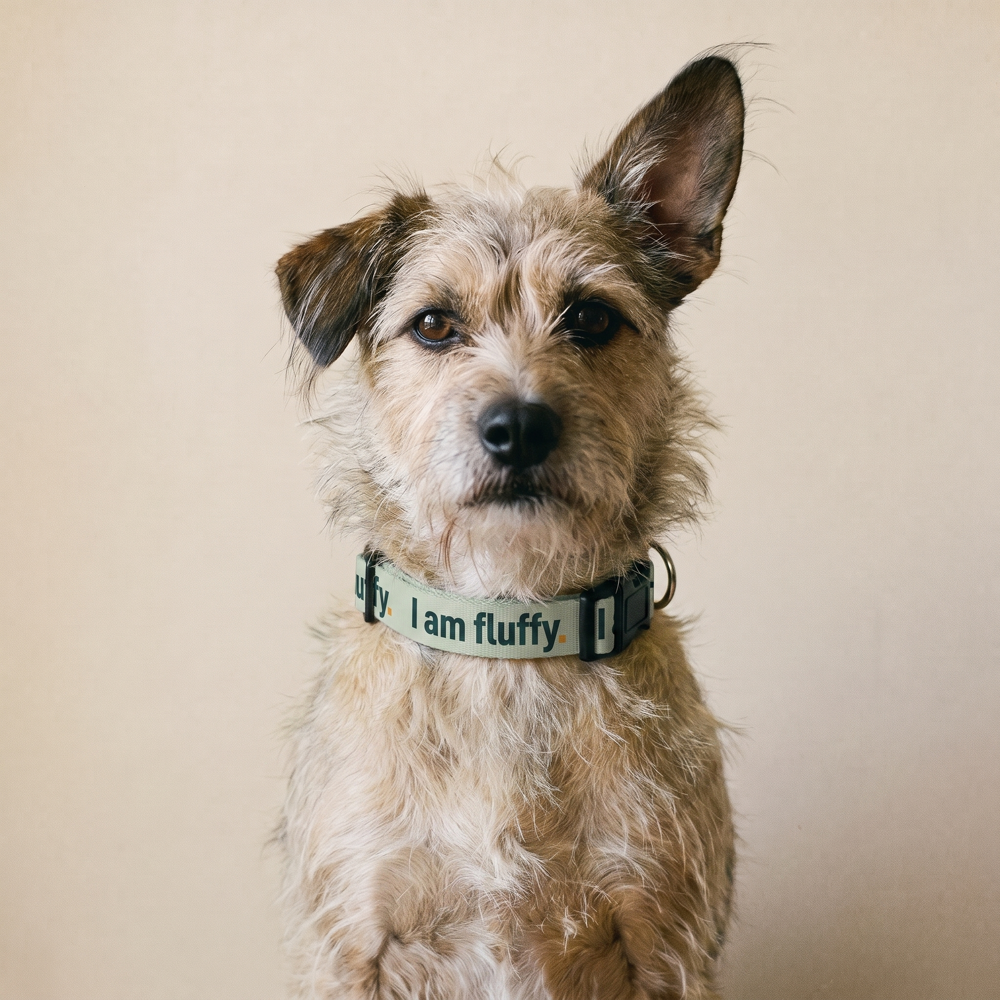 I am fluffy halsbånd, petrol på sage på hund
