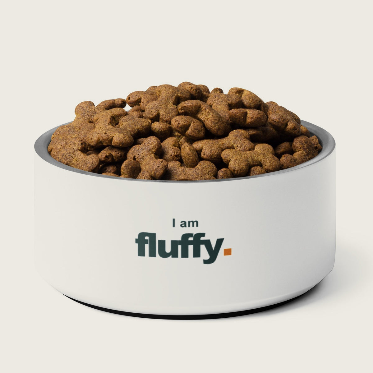 I am fluffy skål på creme baggrund