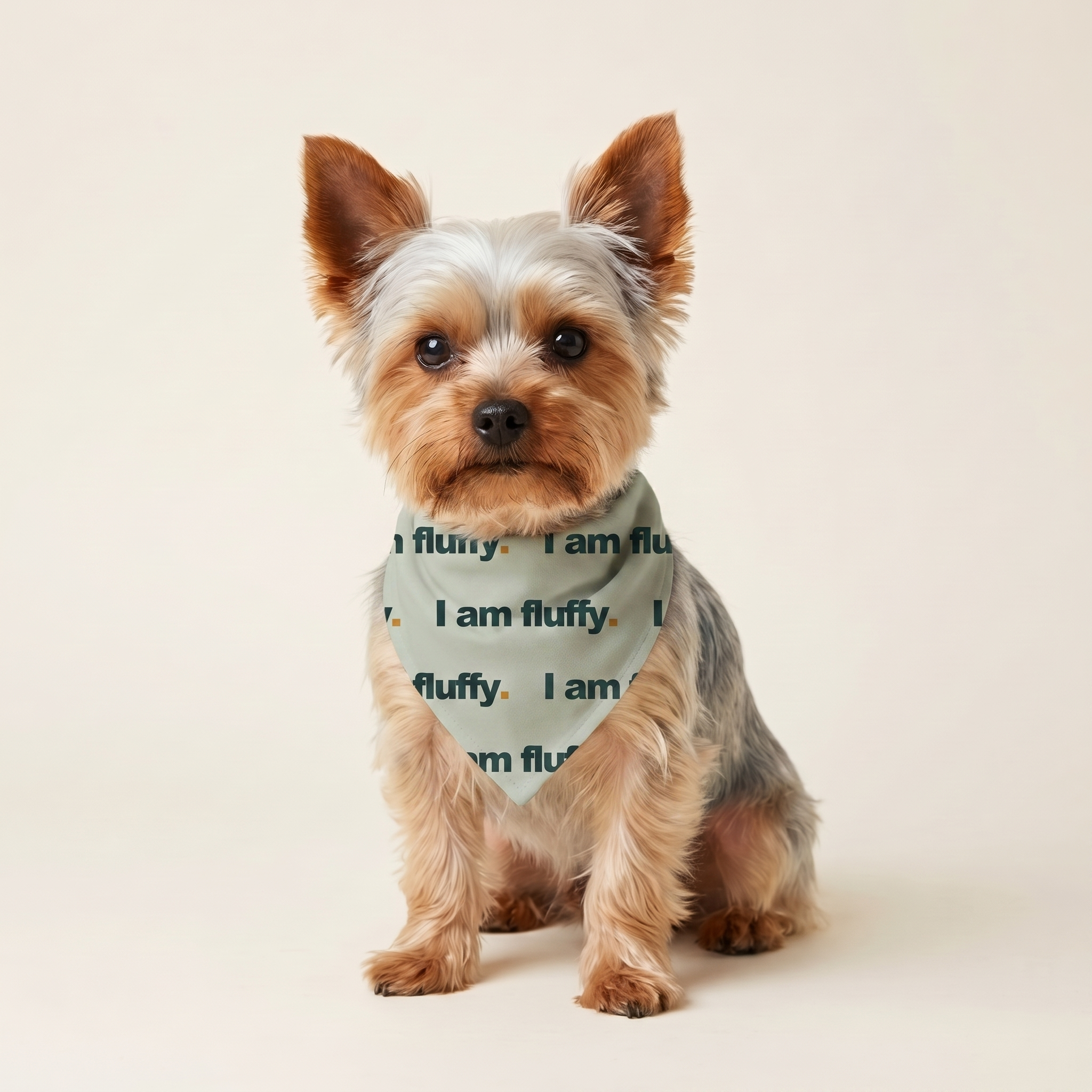 I am fluffy bandana, sage på hund